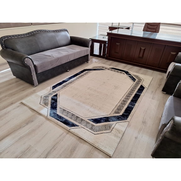 SIGNATURE Modern Stylish Living Room Rug DESIGN 5206 - 5'2"x7'5", Navy