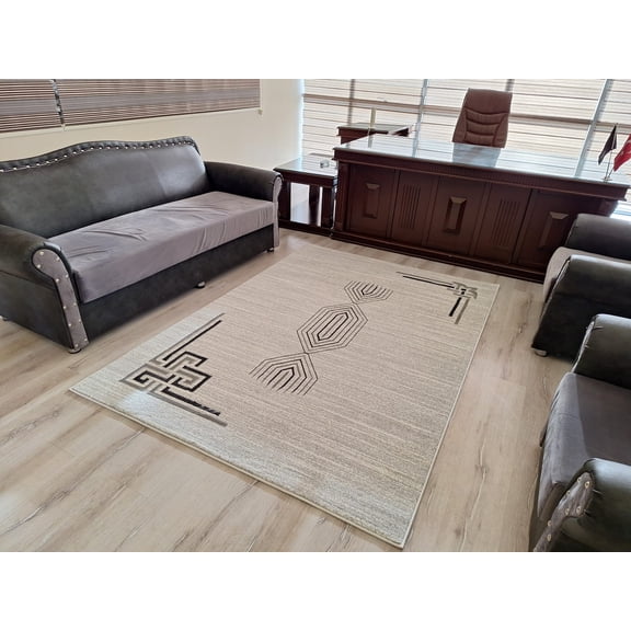 SIGNATURE Modern Stylish Living Room Rug DESIGN 5201 - 2'6"x7'9" Runner, Cream