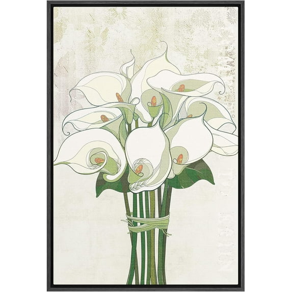 SIGNFORD Canvas Print Wall Art Art Nouveau Calla Lily Bunch Floral  Illustrations Modern Art Farmhouse/Country Multicolor Warm for Living Room, Bedroom, Office - 16"x24" Black