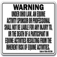thumbnail image 1 of OHIO Equine Sign activity liability warning statute horse farm barn stable, 1 of 5