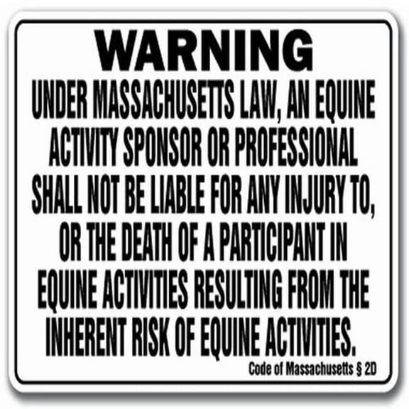 SIGNMISSION WS-Massachusetts Equine Warning Sign - Massachusetts Equine