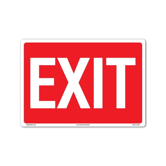 SIGNOGRAFX Exit Sticker Signs| 4 Pack 10x7 Inch | Emergency Exit Sign for Workplace and Home| Strong Self-Adhesive Safety Sticker |UV Protected and waterproof | Indoor and Outdoor use