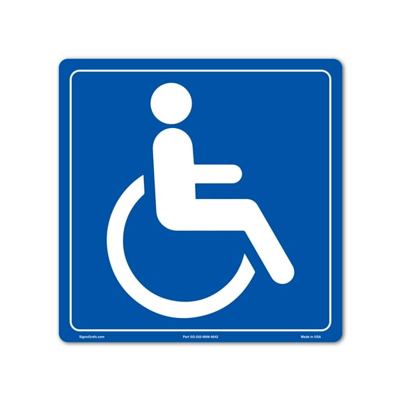 SIGNOGRAFX Handicap Parking Sticker Sign,8 Pack 6x6 Inch , Strong Self-Adhesive,  UV Protected and water proof, Wheelchair Parking for Indoor and Outdoor