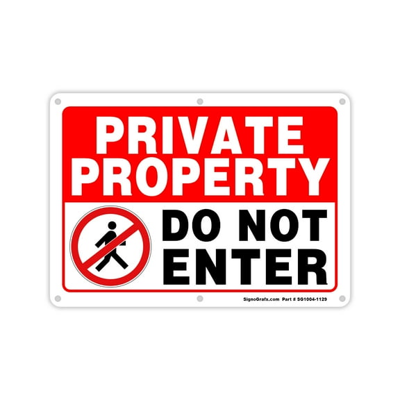 SIGNOGRAFX Private Property Do Not Enter Sign, Restriction  Caution Alert Notice, 10 x 14, Metal No Trespassing Signs,  Easy to Install Indoor and Outdoor