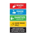 thumbnail image 1 of SIGNOGRAFX Wash Rinse Sanitize Sink Labels Sticker Sign,  4 Pack 3x9 Inch -3 Compartment Sink Stickers ,Kitchen Supplies, Hand Washing Station, Food truck Equipment, Dishwasher Sign, 1 of 8