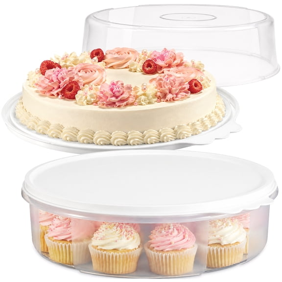 SIGNORA WARE 2-Pack Stackable Airtight Cake & Pie Carrier – 11″ Round, White