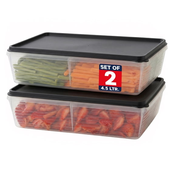 SIGNORA WARE 4.5L Food Storage Containers with Lids, 2 Pack, Black