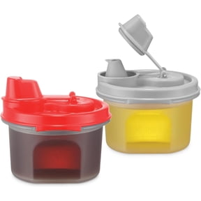 SIGNORA WARE 6.5 oz Oil and Vinegar Dispenser Set 2 Pack Leakproof Gray & Red