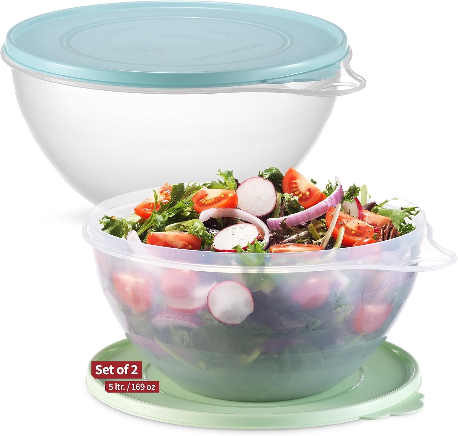 SIGNORA WARE 2‑Pack Large Food Storage Containers – Airtight Lids, Blue & Green