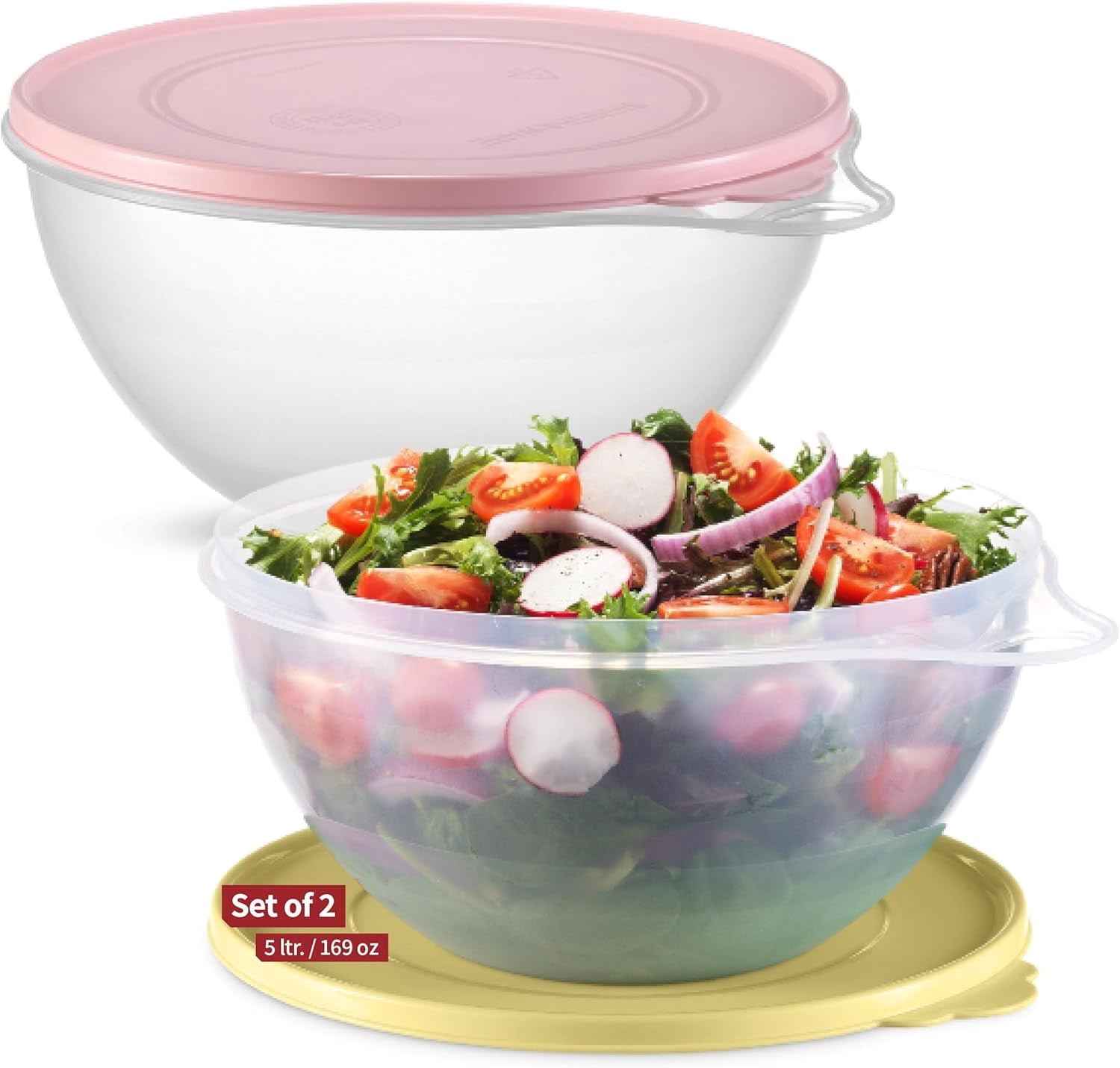 SIGNORA WARE 2‑Pack Large Food Storage Containers – Airtight Lids, Pink & Yellow