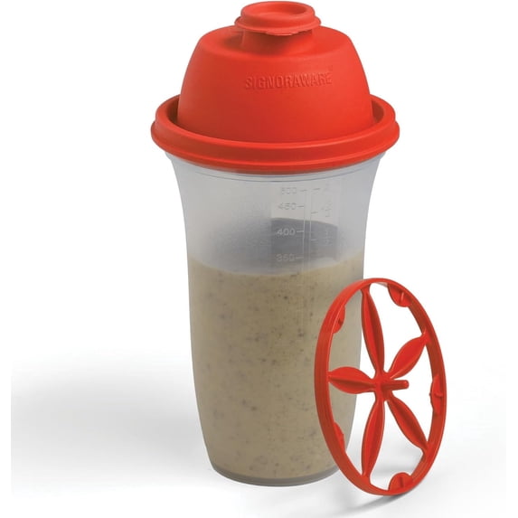 SIGNORA WARE Reusable Shaker Bottle 17 oz – Plastic Protein & Smoothie Mixer Red