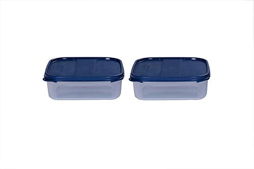 Tupperware ネイビー四角形 ボックス 2個セット Tupperware Square Away Container 400ml / 13oz Set of 2 Blue