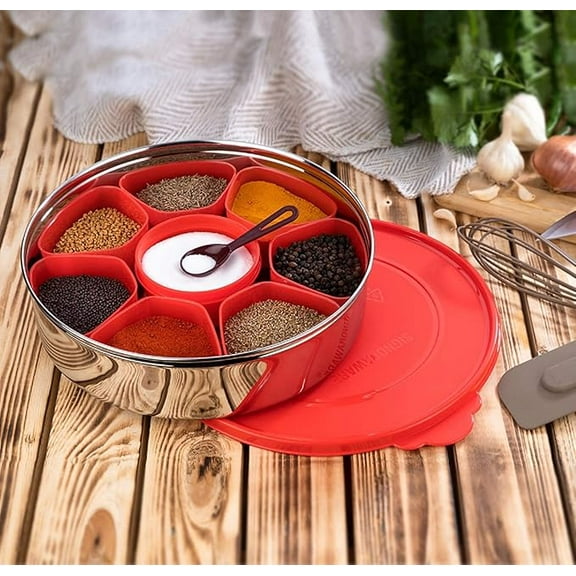 SIGNORA WARE Spice Magic Box Masala Container Spice Set Stainless Steel 1 Piece (Multicolor)