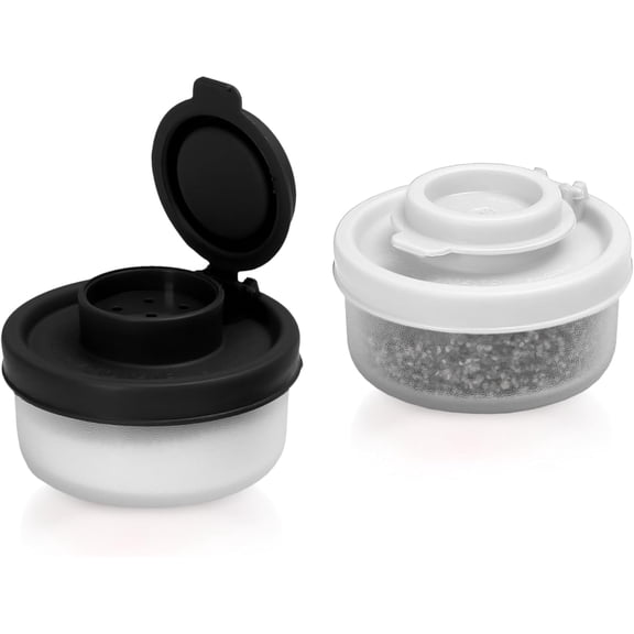 SIGNORA WARE 2-Piece Airtight Salt and Pepper Shakers Set, BPA-Free, Black & White