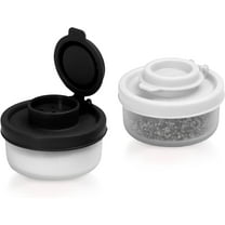 SIGNORAWARE Salt and Pepper Shakers Moisture Proof Set of 2 Small Mini Salt Shaker to go Camping Picnic Outdoors Kitchen Lunch Boxes Travel Spice Set Clear with Red Covers Plastic Airtight Dispenser