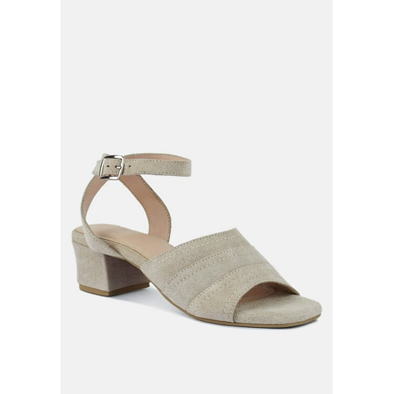 SIGRID Fine Suede Block Heeled Sandal in Nude