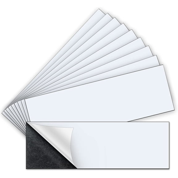 SIGUANG 10-Pack 12"x4" Bumper Sticker Magnets, Flexible Magnetic Bumper Sticker Sheet with Self-Adhesive, Turn Any Decal Into a Magnet