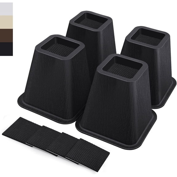 SIGUANG 6" Heavy Duty Bed Risers, Furniture Risers for Desk/Chair/Table/Sofa/Couch, Supports up to 2200 lbs per Leg, 4-Pack Black