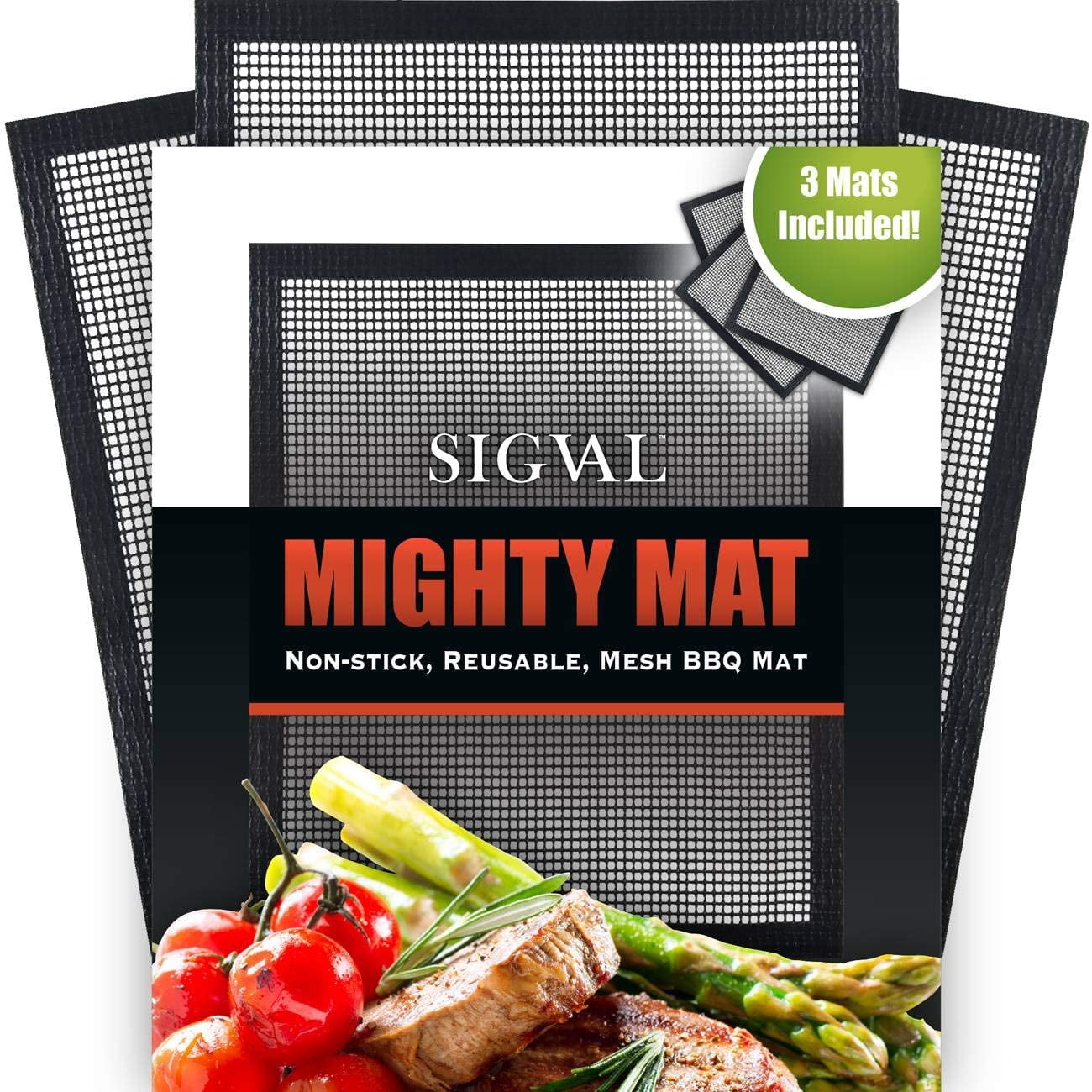 Mighty Non-Stick Black Grill Mesh Mats Set of 3