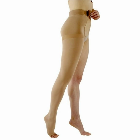 Sigvaris Specialty 503 Rubber Series 30-40 Open Toe LEFT Thigh High w/Waist Attachment Beige S1 Short