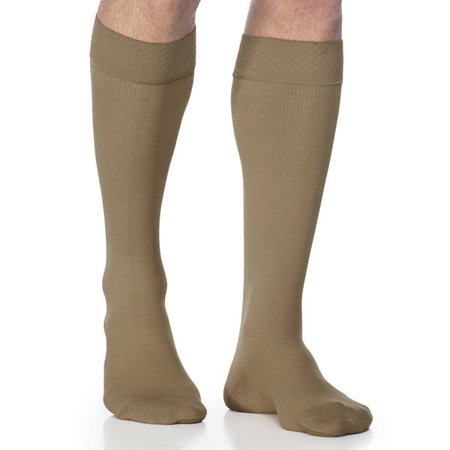Sigvaris Style 822 Men's Microfiber 20-30 Knee High Compression Stockings w/Grip Top Tan-Khaki LS Short