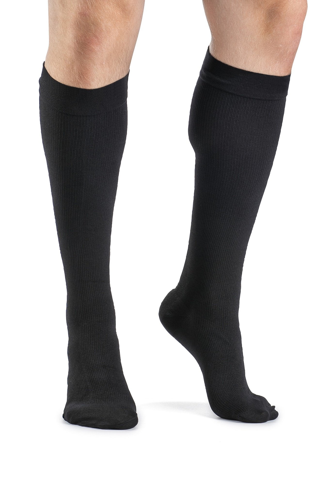 Sigvaris Dynaven 922 Access Men's Ribbed 20-30 Closed Toe Knee High Compression Socks Black SL Long