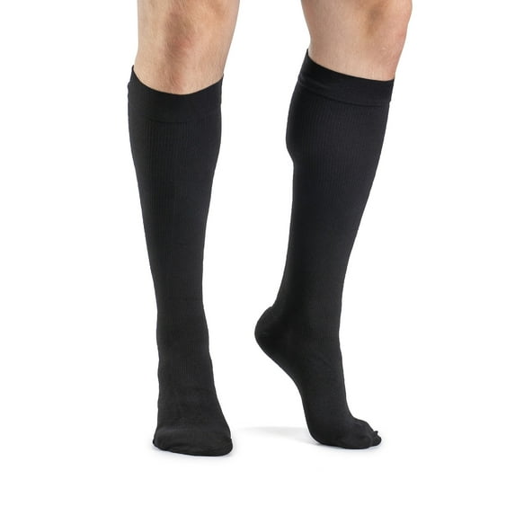 Sigvaris Dynaven 922 Access Men's Ribbed 20-30 Closed Toe Knee High Compression Socks Black SL Long