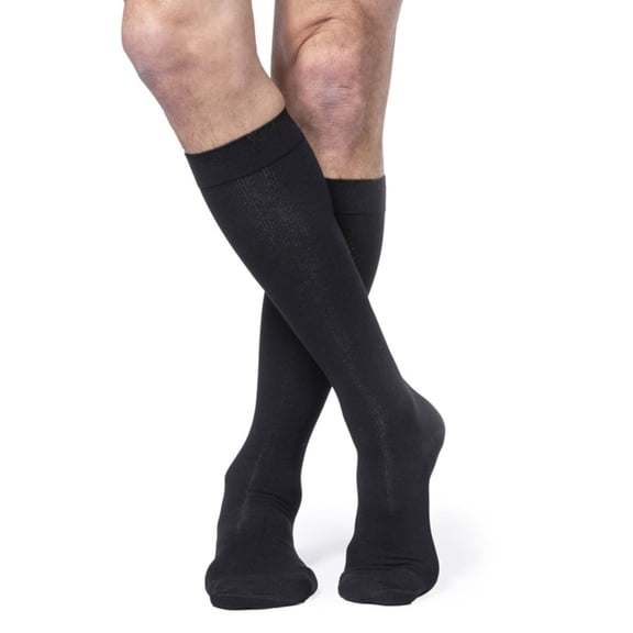 SIGVARIS Men’s Essential Cotton 230 Closed Toe Calf-High Socks w/Grip Top 20-30mmHg