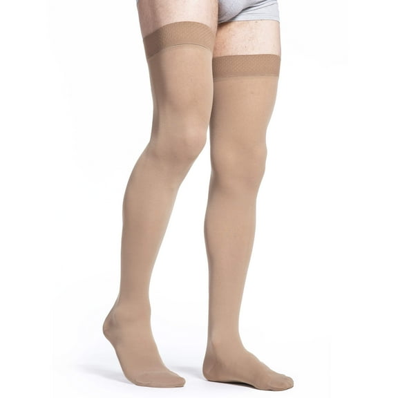 Sigvaris Essential 232 Cotton Men's 20-30 Closed Toe Thigh High Compression Stockings w/Grip Top Crispa ML Long