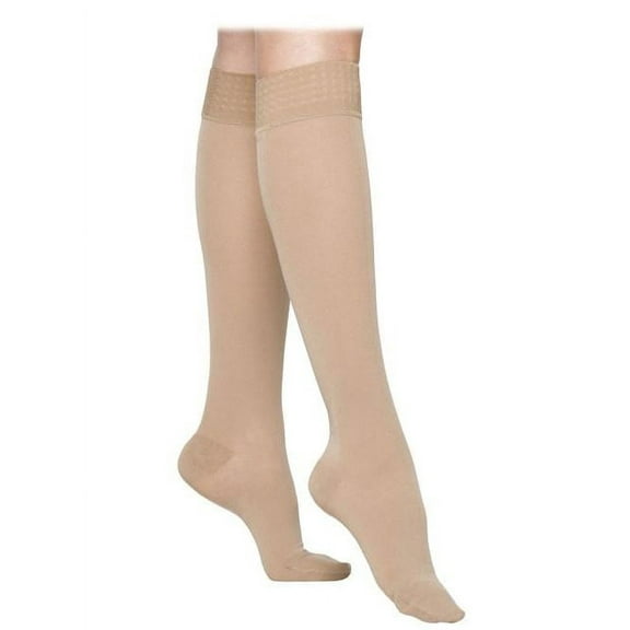 SIGVARIS Men’s & Women’s Essential Opaque 860 Open Toe Calf-High Socks w/Grip Top 30-40mmHg