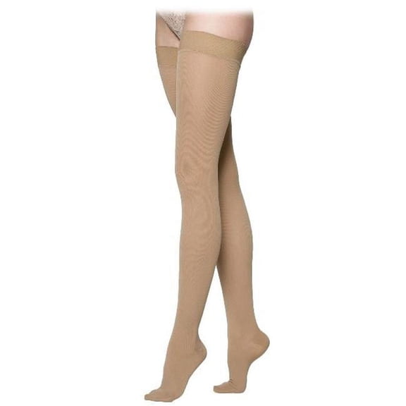 Sigvaris Essential 232 Cotton Women's 20-30 Closed Toe Thigh High Compression Stockings w/Grip Top Crispa SS Short