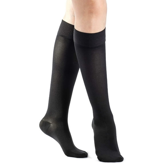 Sigvaris Essential 862 Opaque Women's 20-30 Closed Toe Knee High Compression Stockings Black SP Petite