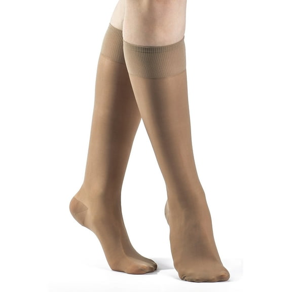 Sigvaris Well Being 120 Women's 15-20 Closed Toe Knee High Compression Stockings Taupe C