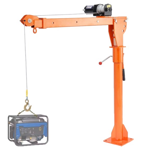 SIHAO 1100lb Truck-Mounted Folding Crane 3500lb 12V Electric Winch,  Steel Pickup Truck Jib 360° Swivel for Pickup Trucks ﻿