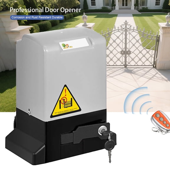  PEIXU Automatic Sliding Gate Opener 1300 lb with 2 Remote Controls, Gate Operator Hardware Kit for Security, Move Speed 39ft Per Min, Electric Rolling Driveway Slide Gate Motor 