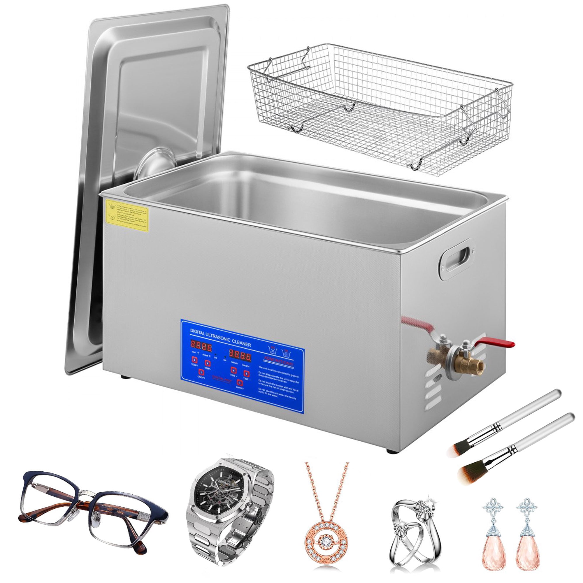 SIHAO 6/15/22/30L Digital Ultrasonic Cleaner Stainless Steel Professional Jewelry Cleaning Machine w/ Heater & Timer for Jewelry Watch Glasses Eyeglass Small Parts Cleaning