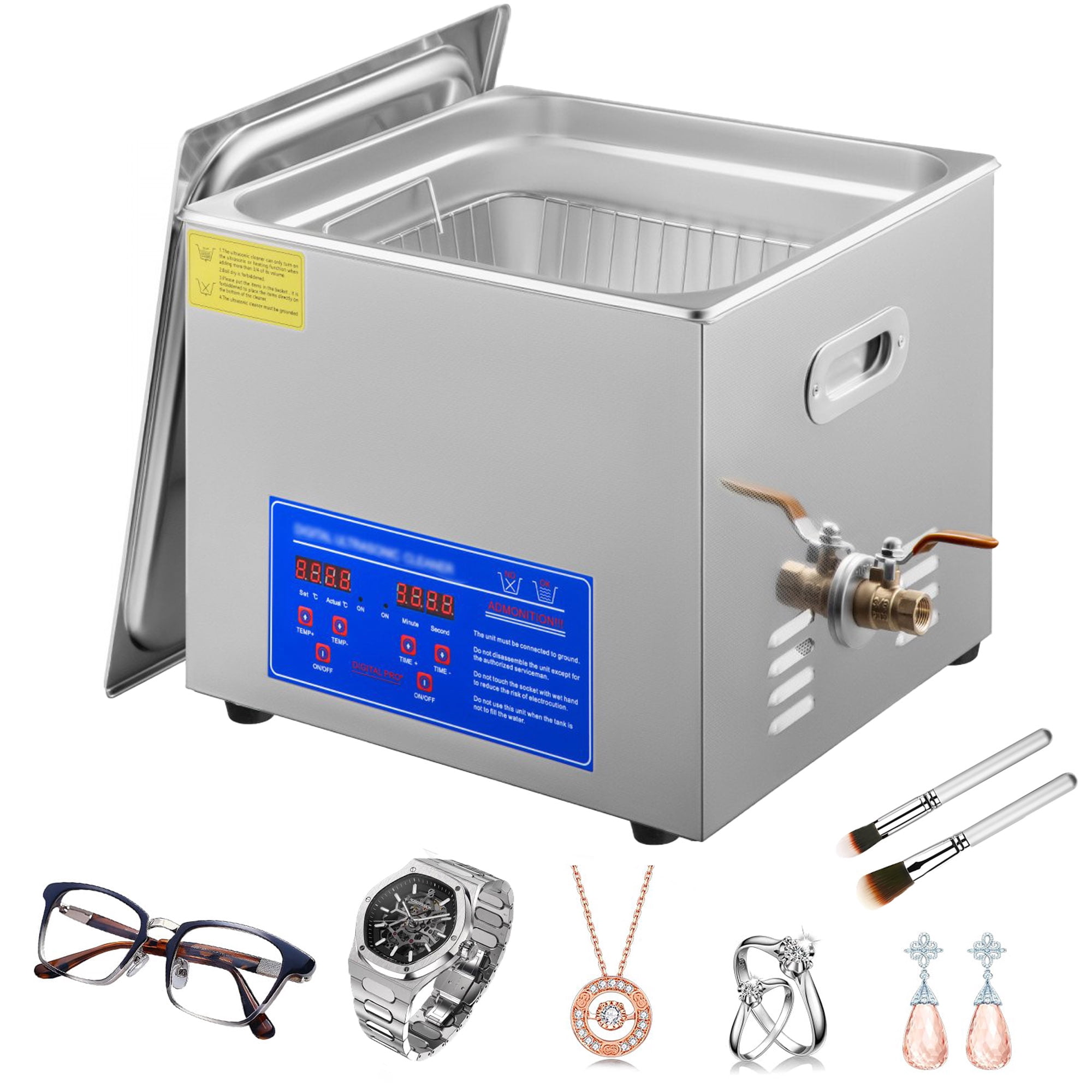 SIHAO 6/15/22/30L Digital Ultrasonic Cleaner Stainless Steel Professional Jewelry Cleaning Machine w/ Heater & Timer for Jewelry Watch Glasses Eyeglass Small Parts Cleaning
