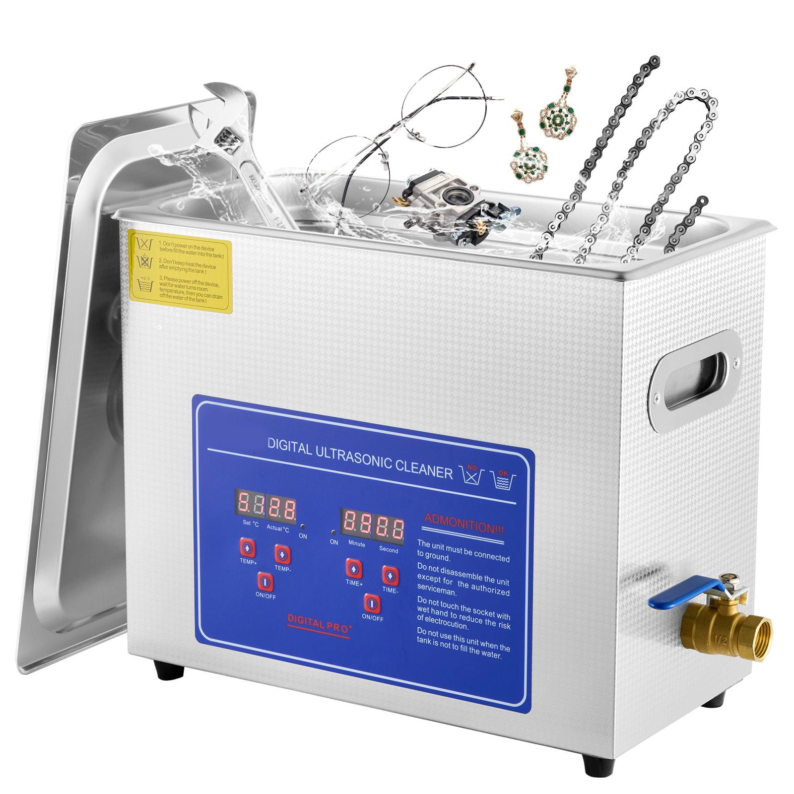 SIHAO 6/15/22/30L Digital Ultrasonic Cleaner Stainless Steel Professional Jewelry Cleaning Machine w/ Heater & Timer for Jewelry Watch Glasses Eyeglass Small Parts Cleaning