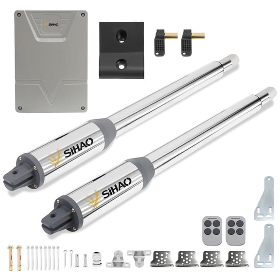 SIHAO Gate Opener Kit, Dual Swing Gate Opener for Doors up to 440lb*2, Automatic Electric Gate Opening System with Remote Controls & Release Keys for Driveway Home