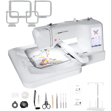 SIHAO MRS800 Embroidery Machine, 7.9" x 11" Embroidery Area, 312 Built-in Designs, 11 Font Styles, 7" LCD Touch Screen with Hoops, USB, Stabilizer, Bobbins,etc