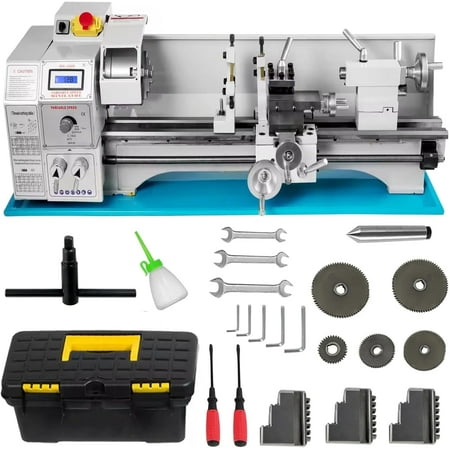 SIHAO 8.7"x23.6" High-Precision Mini Metal Lathe, 1100W Benchtop Lathe, 0-3000 RPM Mini Lathe Metal 3-Jaw Chuck for Counter Face Turning Drilling