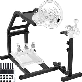 Racing Wheel Stand Simulator Cockpit with Shifter Mount Compatible with Logitech G29, G920, G25, G27, PS4, T300RS, Thrustmaster Gaming Stand Wheel Pedals NOT Included, Black