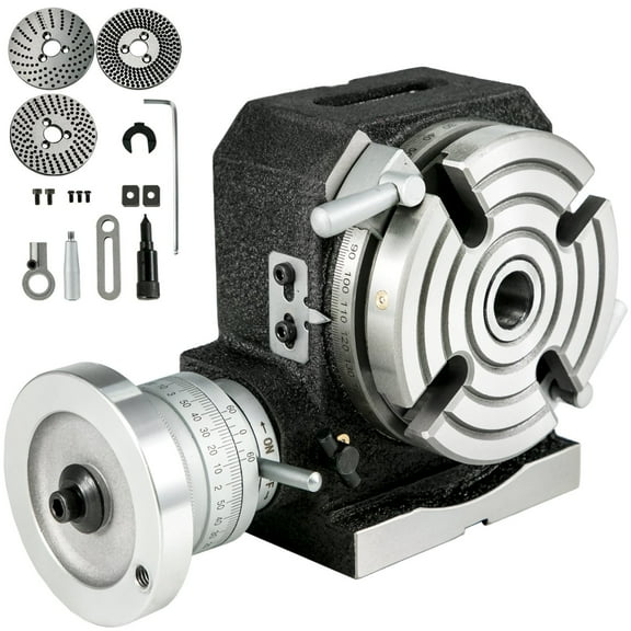 SIHAO Rotary Table 4"(100mm) Horizontal Vertical Milling Table 4-Slot Milling Rotary Table MT-2 Rotary Table for Milling with Indexing Plate Set for Precision Milling Drilling