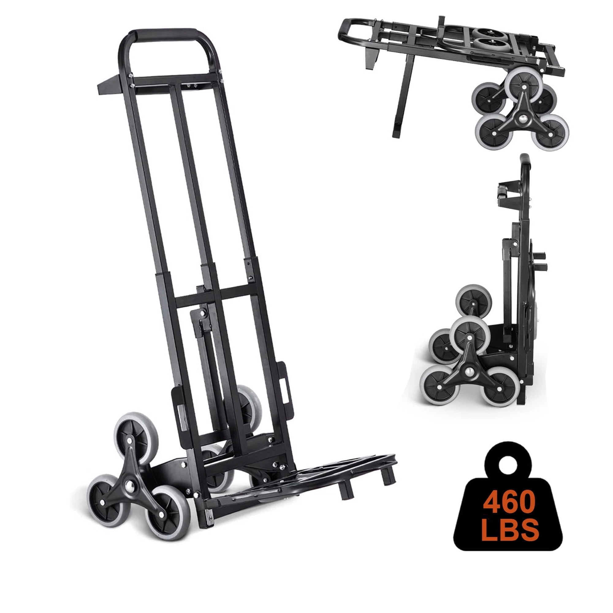 SIHAO Stair Climbing Cart, 460 lbs Capacity Stair Climber Hand Truck Dolly, Heavy-Duty Folding Trolley Cart with 8 Wheels for Home Shopping Moving Warehouse