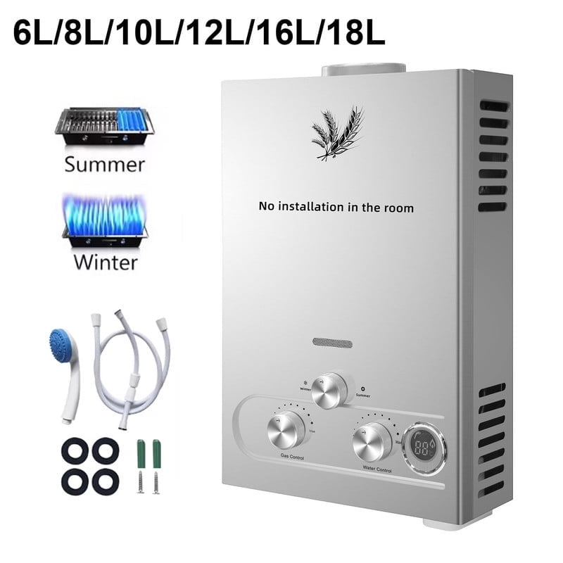 SIHAO Tankless Water Heater 4.3GPM 10L LPG Portable Gas Hot Water Heater Instant Propane Water Heater with Digital Display for Camping Trips Boat