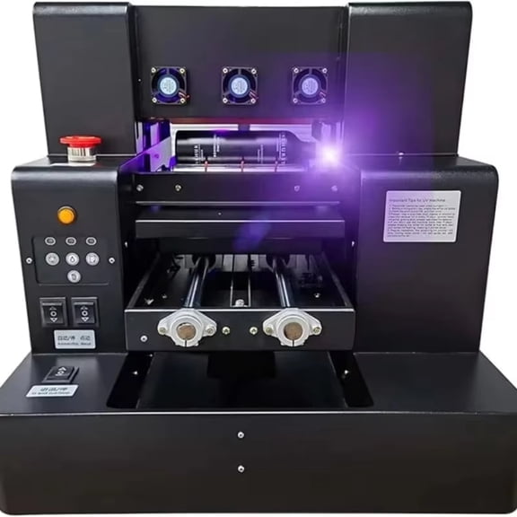 SIHAO UV Printer, A4 XP600 UV DTF Printer, 5760 * 1440dpi Precision UV Flatbed Printers Machine with Vacuum Platform & Bottle Holder for Bottles Stickers Acrylic Phone Cases Leather Metal Glass