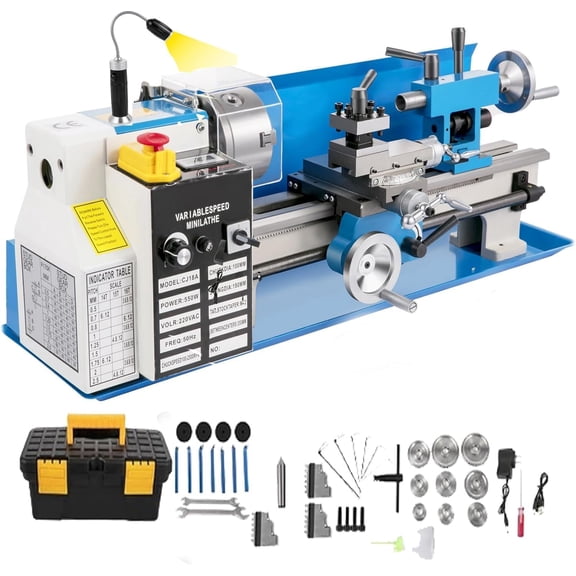 SIHAO Upgraded Metal Lathe, 7"x14" 550W Benchtop Mini Metal Lathe Variable Speed 2250RPM with 3-jaw Chuck CNC Mini Lathe Machine Precision Mini Lathe Tool Box for Metal Turning