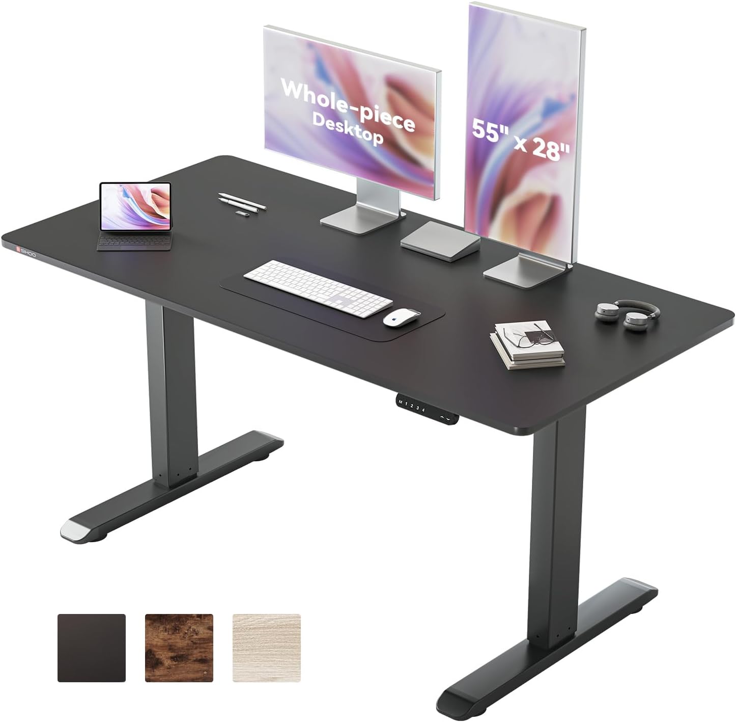 SIHOO 55"×28" Whole Piece Electric Standing Desk, SitStand Desk with 4