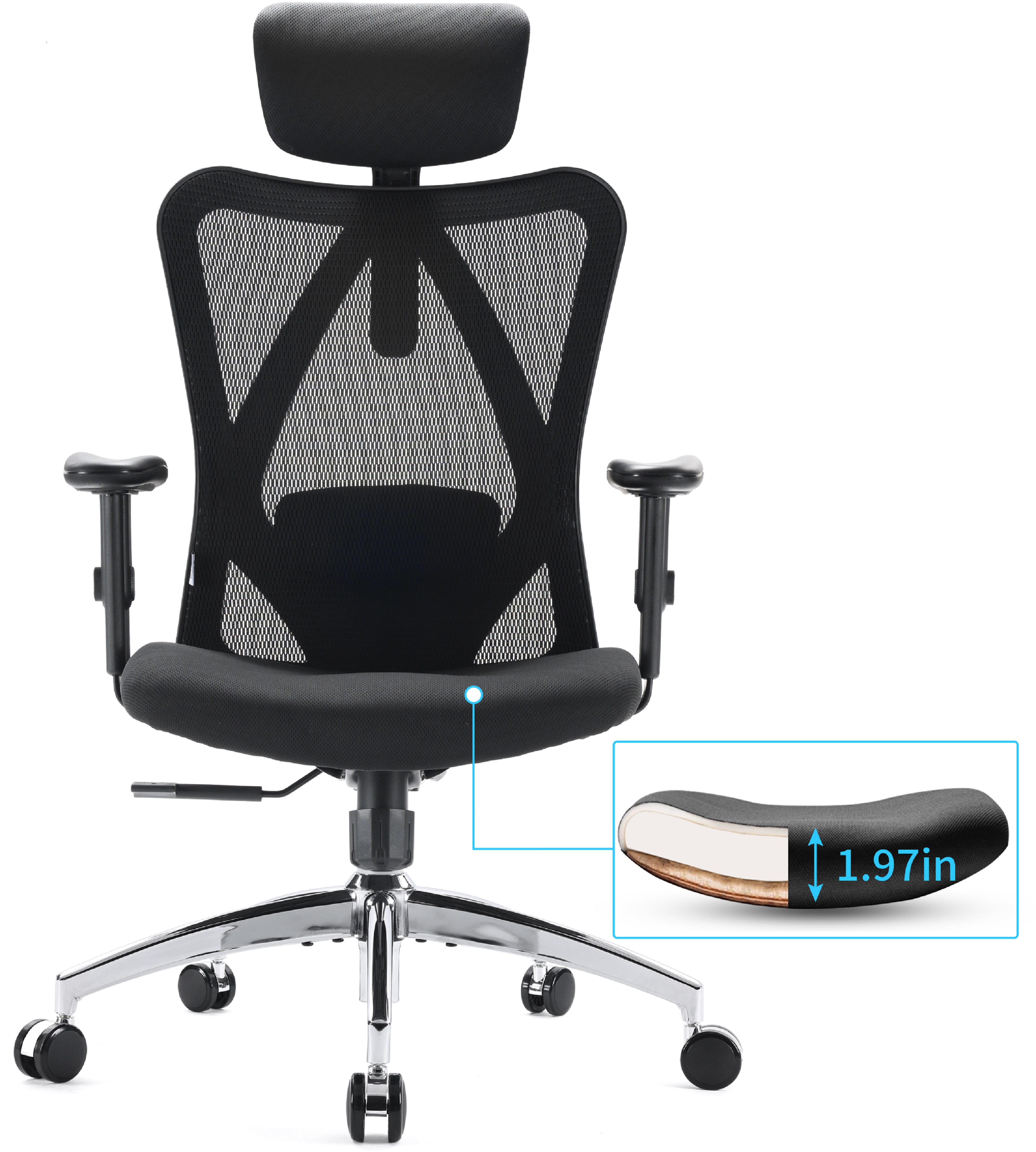 Vinsetto HighBack Home Office Chair, Computer Desk Chair with 360 Degree Swivel, Adjustable
