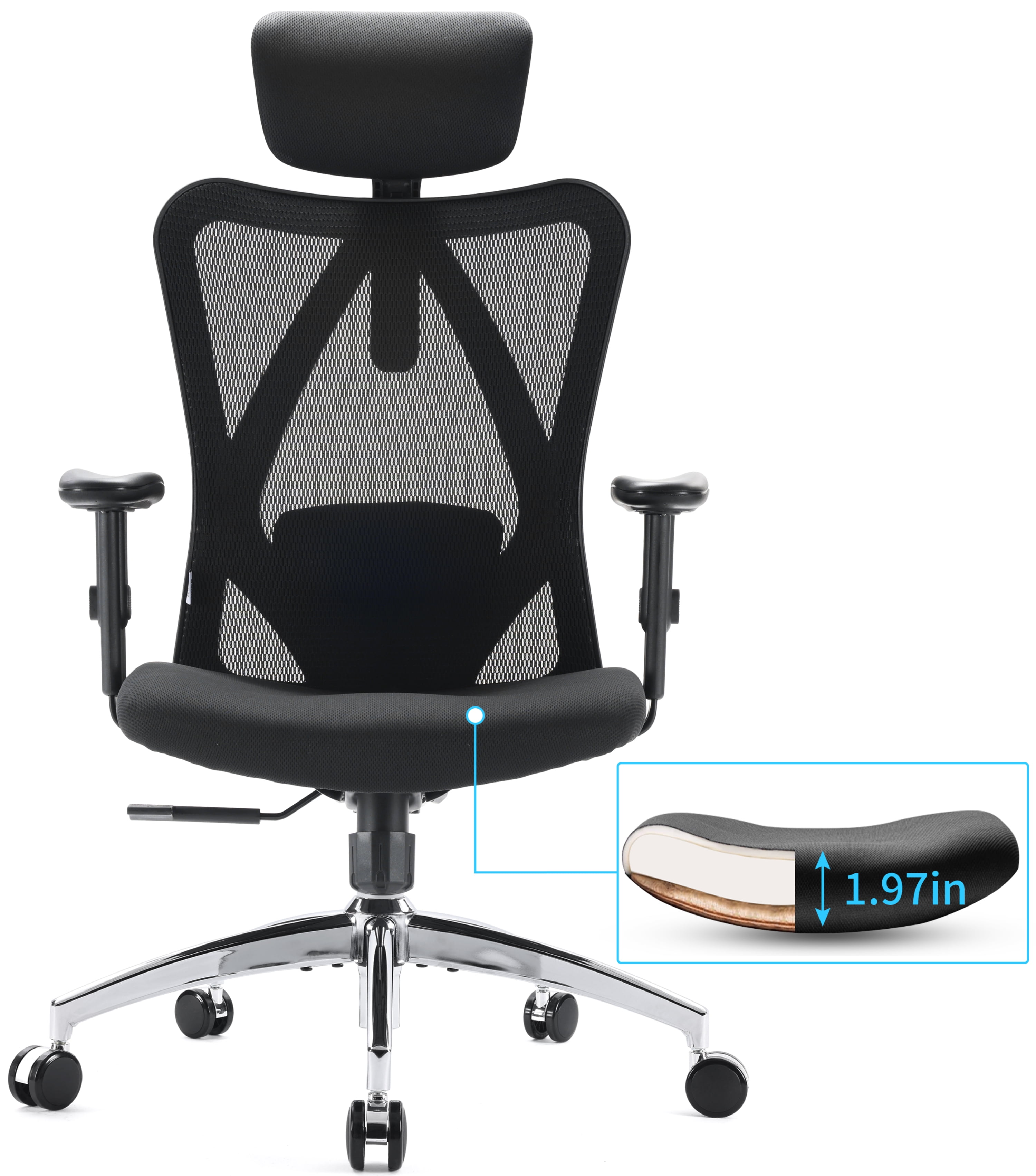 Ergonomic Mesh Adjustable High Back Office Chair with Lumbar Support-Black